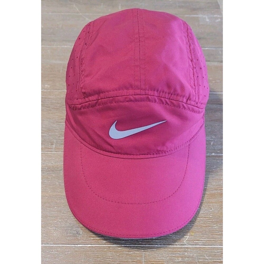 Women's Nike Tailwind 7 Panel Hat Dark Pink Center Swoosh Dri-Fit Running Cap